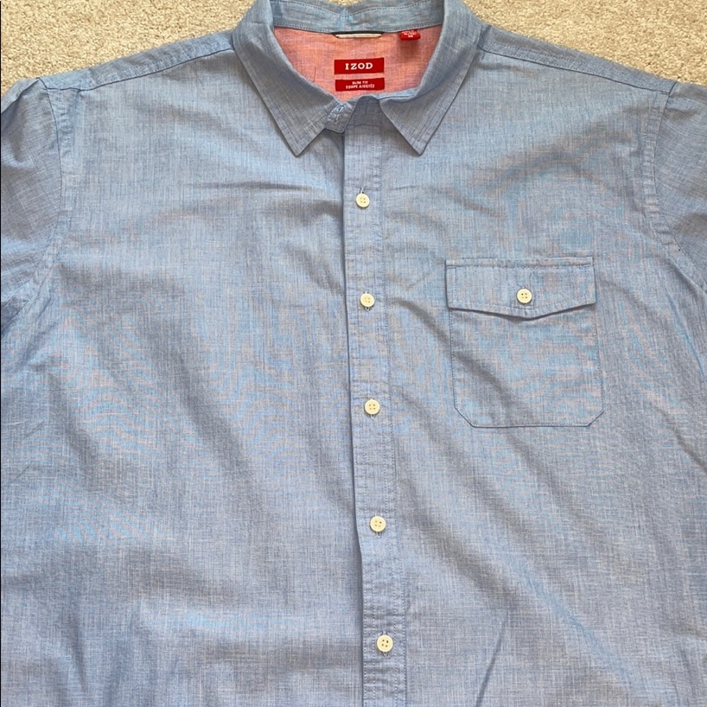 IZOD Mens XL Slim Fit Casual Button Down Shirt